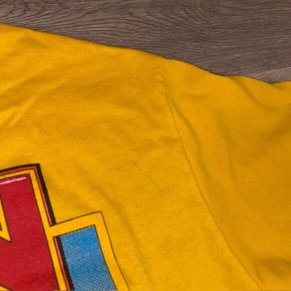 Vintage George Lehmann Ban the Brick Basketball T-Shirt Large Made in USA Yellow - Picture 5 of 7